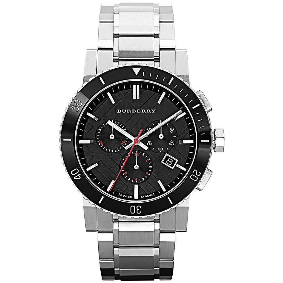 Burberry BU9380 Schwarzes Zifferblatt Chronograph Edelstahl Herren Uhr Burberry BU9380 Schwarzes Zifferblatt Chronograph Edelstahl Herren Uhr